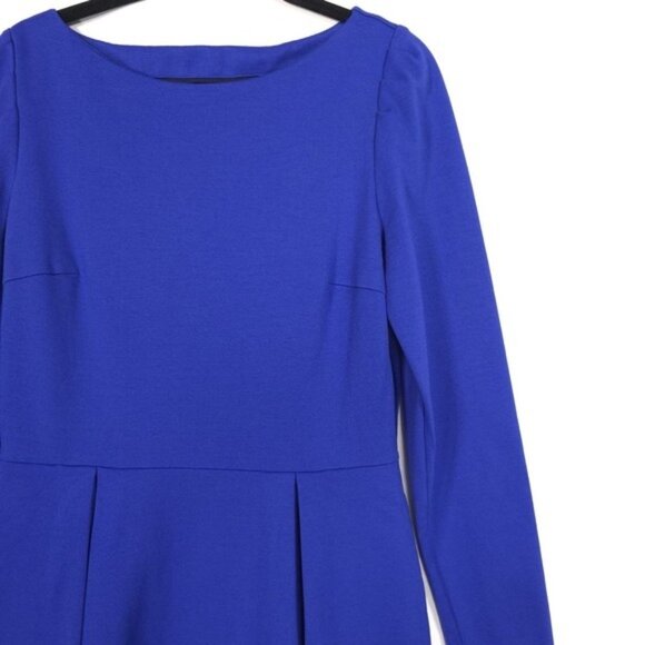 Boden Melanie Ponte Knit A-Line Pleated Long Sleeve Dress 6R Greek Blue J0772 Boden Melanie Ponte Knit A-Line Pleated Long Sleeve Dress 6R Greek Blue J0772
